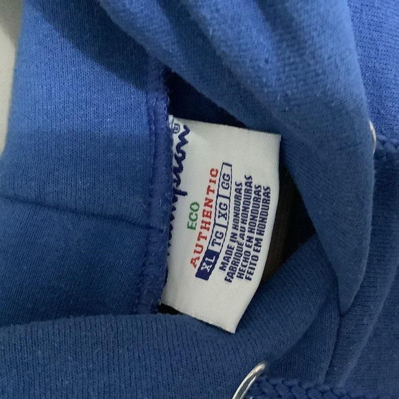 Retro Champion Hoodie - Size XL - Blue - ‘Coastal Fury’ - P2P 24” - Picture 8 of 8